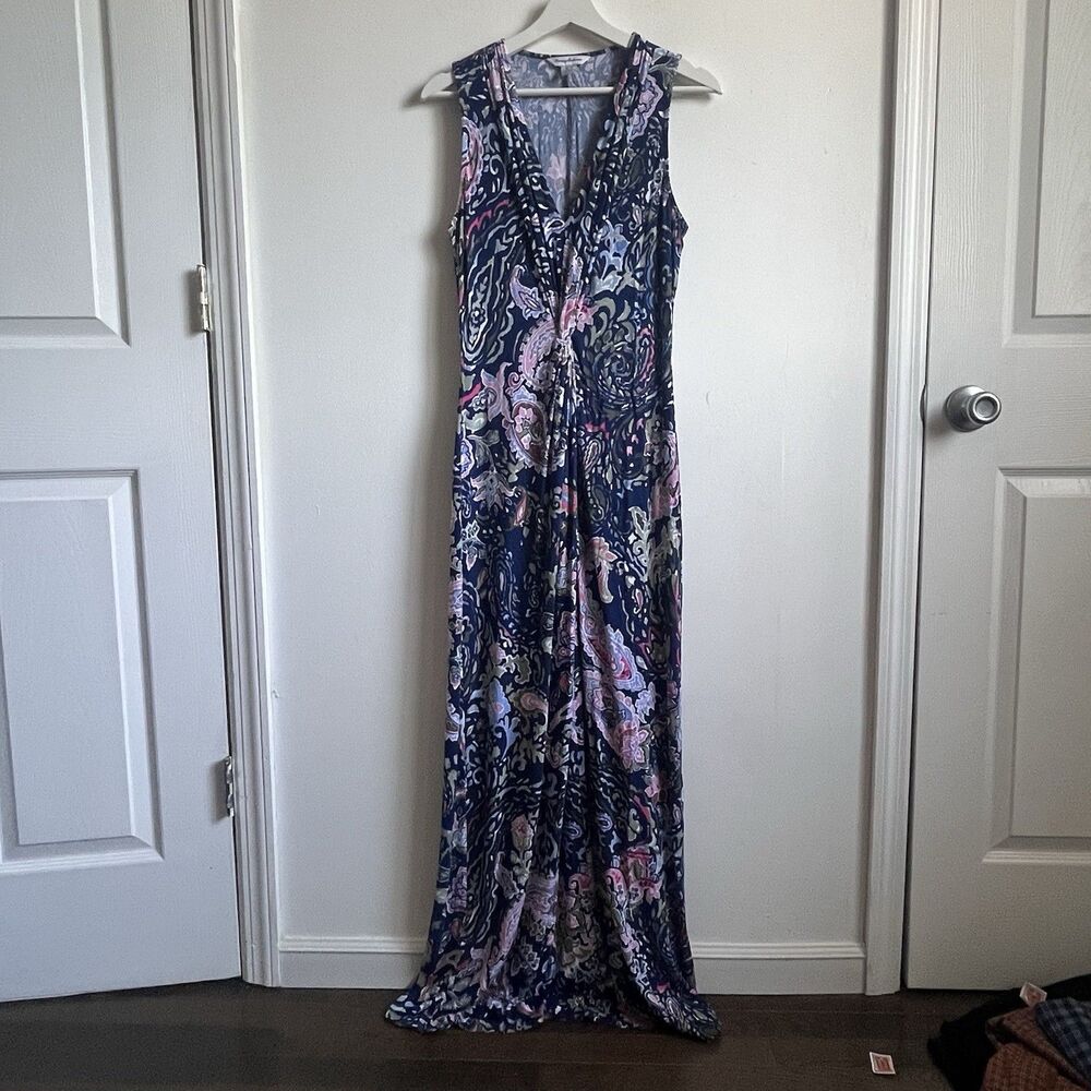 Tommy Bahama Paisley Promenade Tambour Maxi Dress M Vibrant Blue
